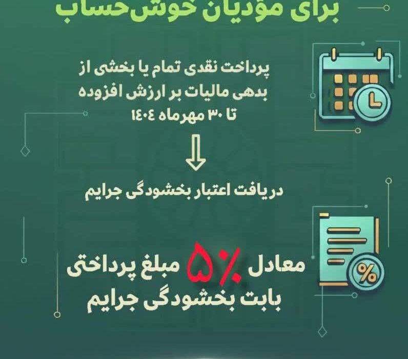 اعطای اعتبار بخشودگی جرایم به مؤدیان خوش‌حساب مالیات بر ارزش افزوده